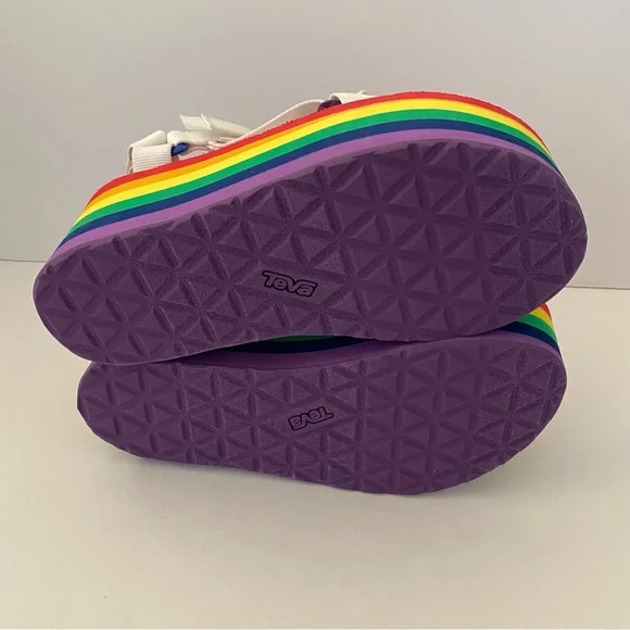 Teva Flatform Universal Rainbow Pride Sandals White 7 - Picture 7 of 7